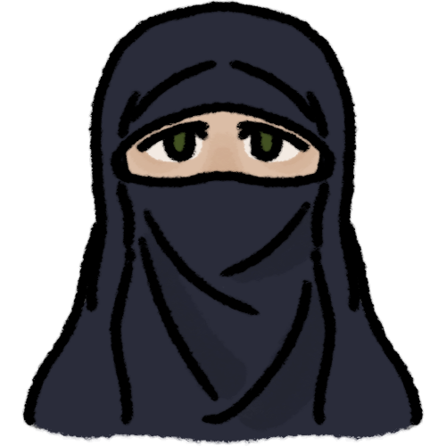  a light brown skinned person with green eyes. the person is wearing a black niqab